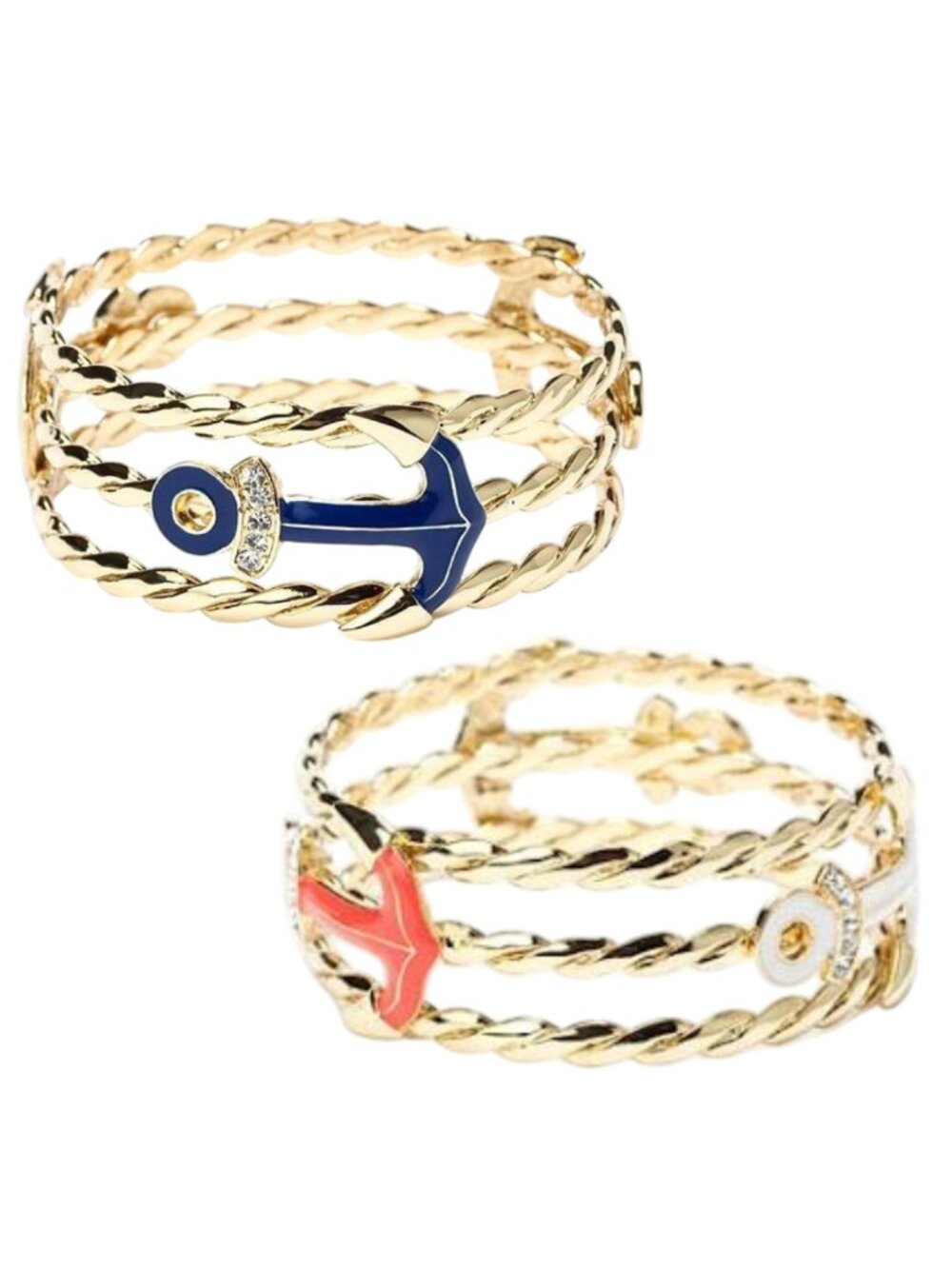 LILLY PULITZER Sail Away cuff bracelet Enamel anchors tri color